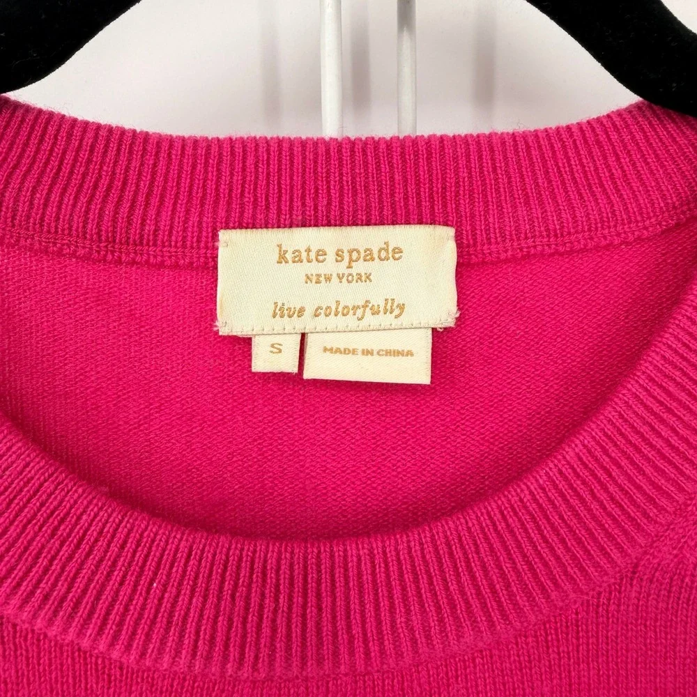 Kate Spade Sweater Women Small Pink Spike The Punch Wool Cashmere Graphic Preppy